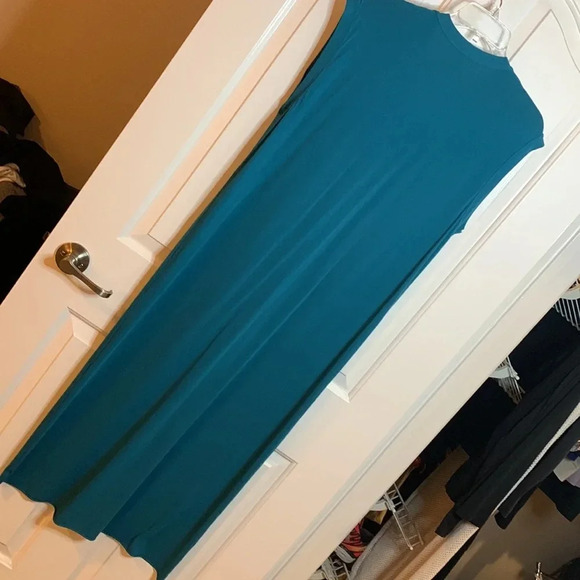 EUC ERES womens teal sleeveless snap front cover up dress sz Medium - Picture 6 of 9